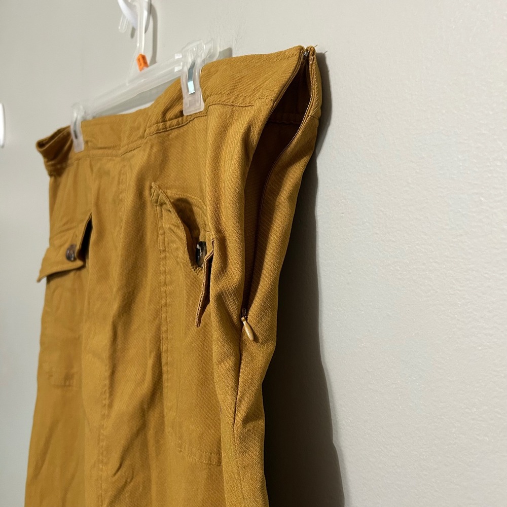 Who What Wear Midi Skirt 14W Mustard Jacquard Stripes Utility Cargo Pocket Barn - Picture 4 of 9